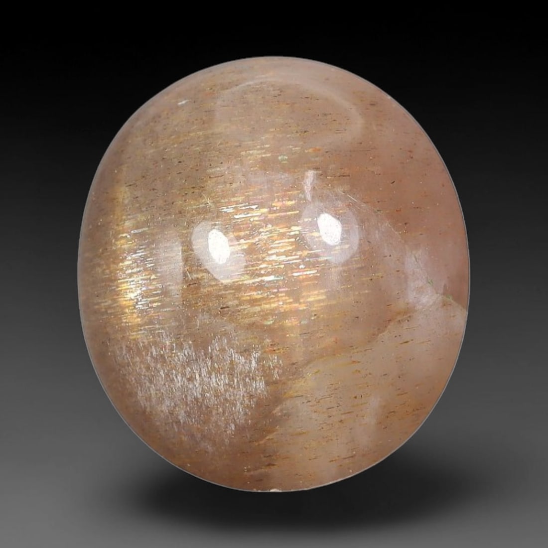8.20 Carats Natural Australian Lattice Sunstone Cabochon Loose Gemstone, 17AG: This rich lattice sunstone boasts striking vertical mineral lattice inclusions, measured at 13x11.8x7.7mm, its earthy blended brown and peach base paired with vibrant multi-colored light reflections d