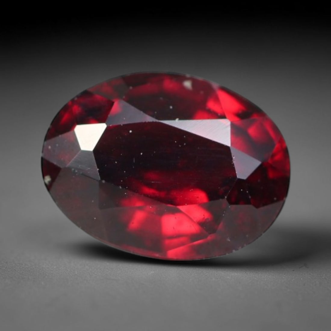 2.27ct Natural Mozambican Deep Crimson Red Faceted Almandine Garnet Loose Gemstone, 87BC: This meticulously faceted garnet features a dense, rich red crystalline body dotted with subtle micro mineral inclusions scattered evenly throughout its transparent interior, precision-cut reflective 