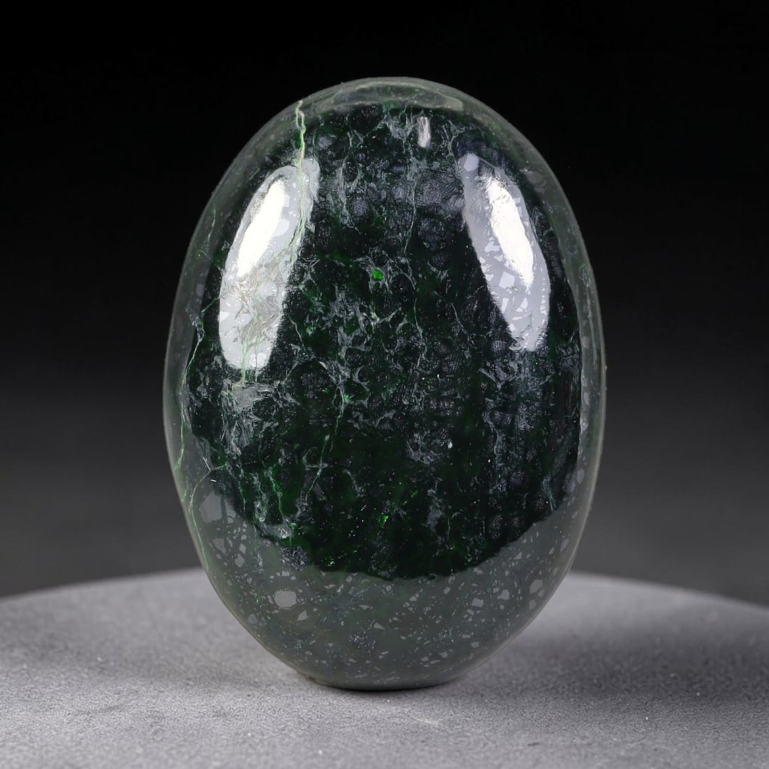 38.40ct Natural Burmese Type A Jadeite Jade Cabochon, 100EP: This single loose natural Burmese Type A jadeite jade cabochon, fully untreated with no dyeing, bleaching or resin impregnation, this genuine Type A jade retains its all-natural crystalline structure 