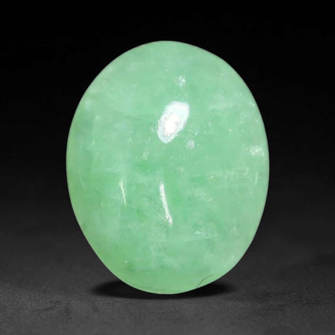 3.15ct Natural Burmese Type A Apple Green Jadeite Jade Cabochon Loose Gemstone, 84BQ: This single loose natural Burmese Type A apple green jadeite jade cabochon, completely untreated, free of artificial dye, bleaching, or resin filling, preserving the original natural mineral crystal s