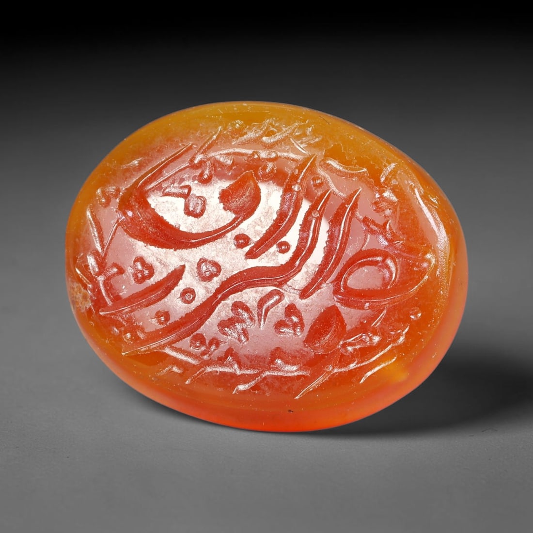 Early Vintage Islamic Natural Agate Script Intaglio Seal Cabochon (Post 1900 CE), 76EP: Fully hand-engraved agate intaglio seal tablet, crafted entirely by hand with no machine-assisted carving. The polished stone face features inscribed devotional script contained within a defined carvi