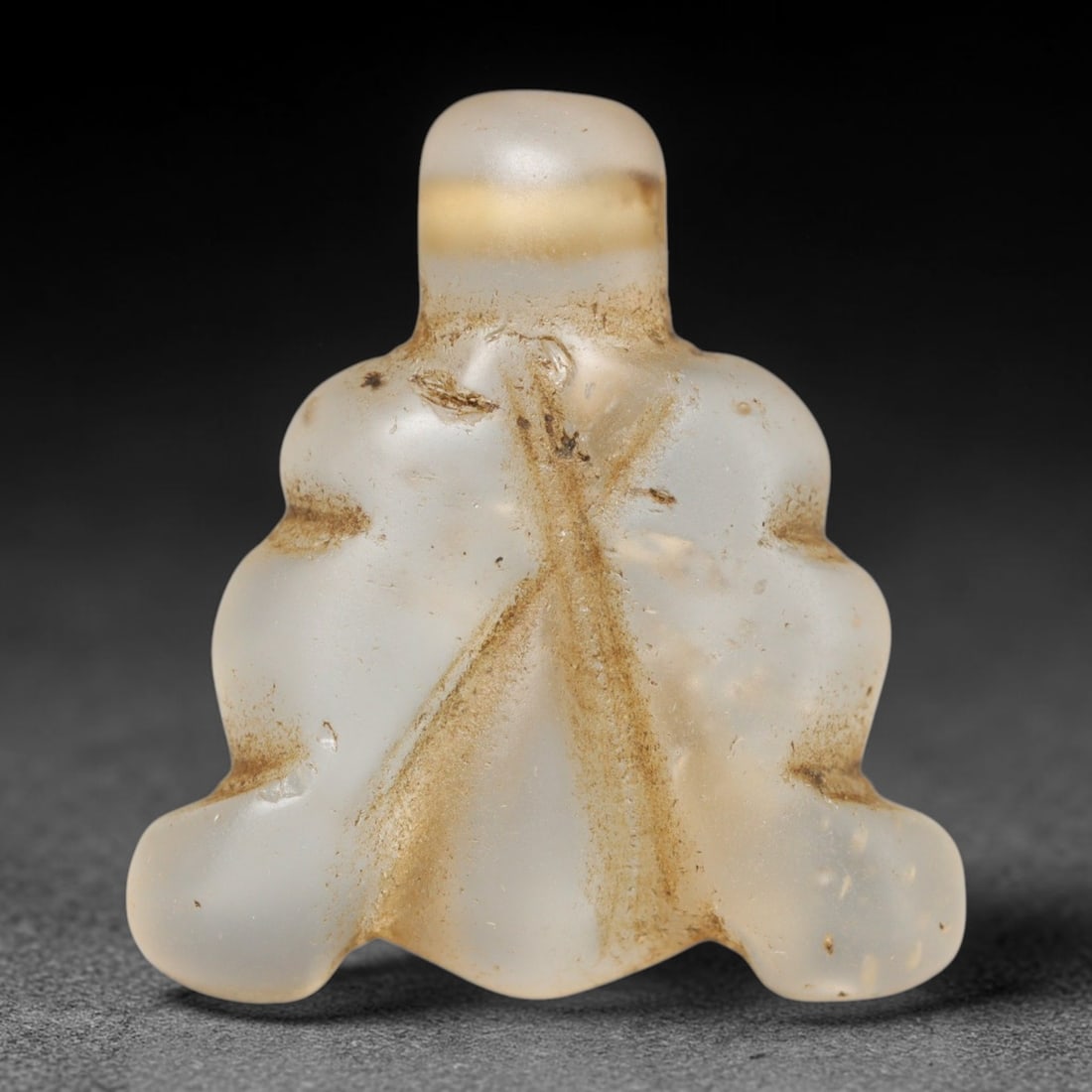 Ancient Medieval Coptic Christian Egyptian Culture Rock Crystal Amulet (300-1000 CE), 27FY: This antique rock crystal amulet originates from Coptic Christian Egyptian Culture, a region with a long-standing tradition of crafting translucent hardstone talismans for devotional and funerary use.