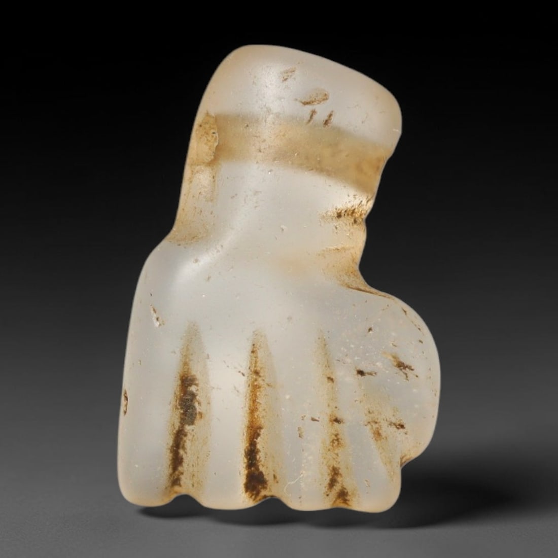 Ancient Medieval Coptic Christian Egyptian Culture Rock Crystal Fist Amulet (300-1000 CE), 87FY (1 of 1)
