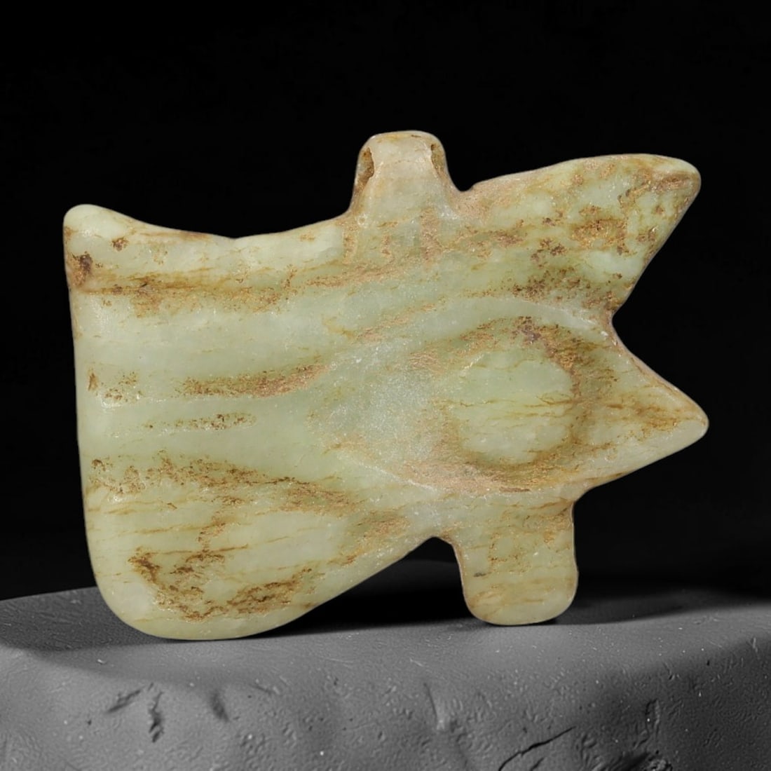 Ancient Egyptian Late Period Serpentine Wedjat Eye Amulet (664-30 BCE), 88AE: Hand-carved pale serpentine Wedjat Eye protective amulet originating from Ancient Egyptian Late Period craft traditions, a core apotropaic talisman symbolizing healing, protection, and the restorative