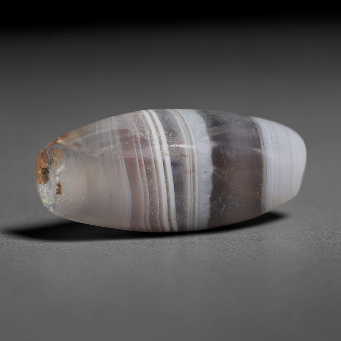 Ancient Greco-Bactrian Kingdom Contrast Banded Agate Barrel Bead (256-130 BCE), 80AD (1 of 1)