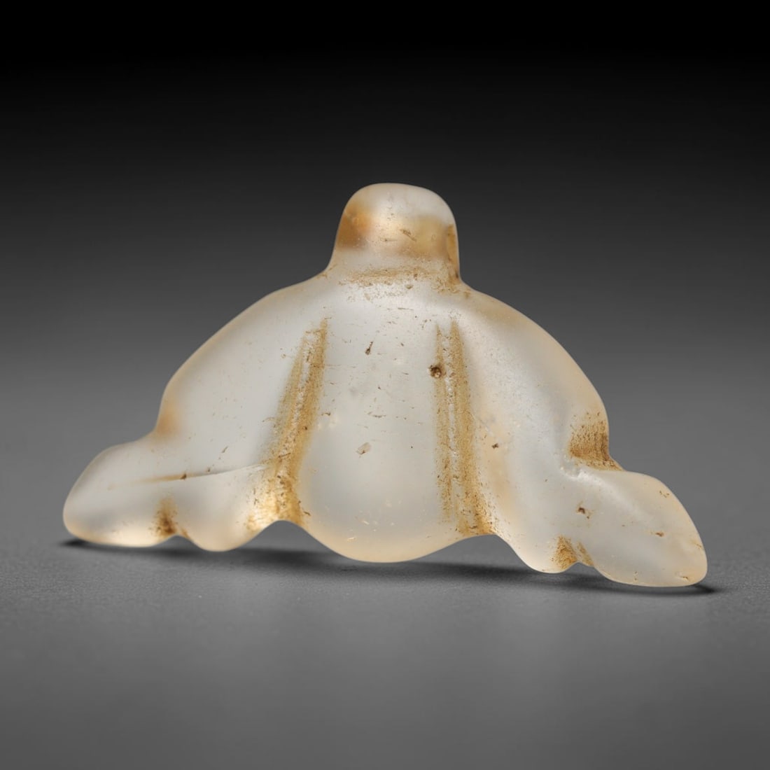 Ancient Medieval Coptic Christian Egyptian Culture Rock Crystal Amulet (300-1000 CE), 90FY: This antique rock crystal amulet originates from Coptic Christian Egyptian Culture, a region with a long-standing tradition of crafting translucent hardstone talismans for devotional and funerary use.