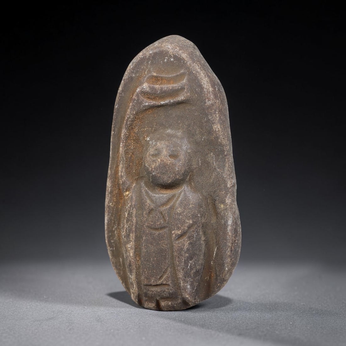Antique Japanese Edo Period Stone Amulet (1603-1868 CE), 60EJ: This antique stone amulet originates from Japanese Edo Period cultural tradition, created as a devotional wearable object for personal spiritual purpose. The stone shows natural textural variation, ag