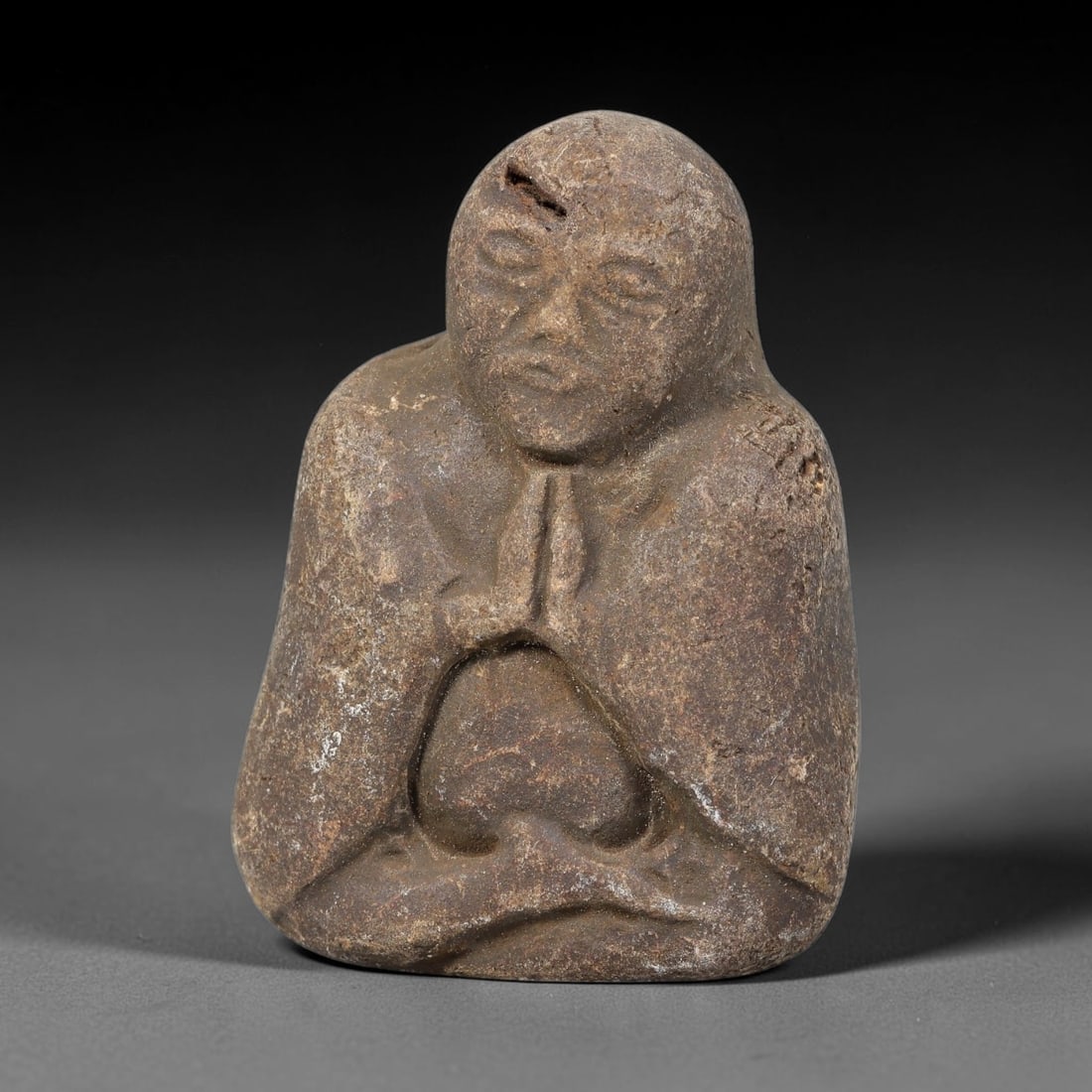 Antique Japanese Edo Period Stone Amulet (1603-1868 CE), 46EJ: This antique stone amulet originates from Japanese Edo Period cultural tradition, created as a devotional wearable object for personal spiritual purpose. The stone shows natural textural variation, ag