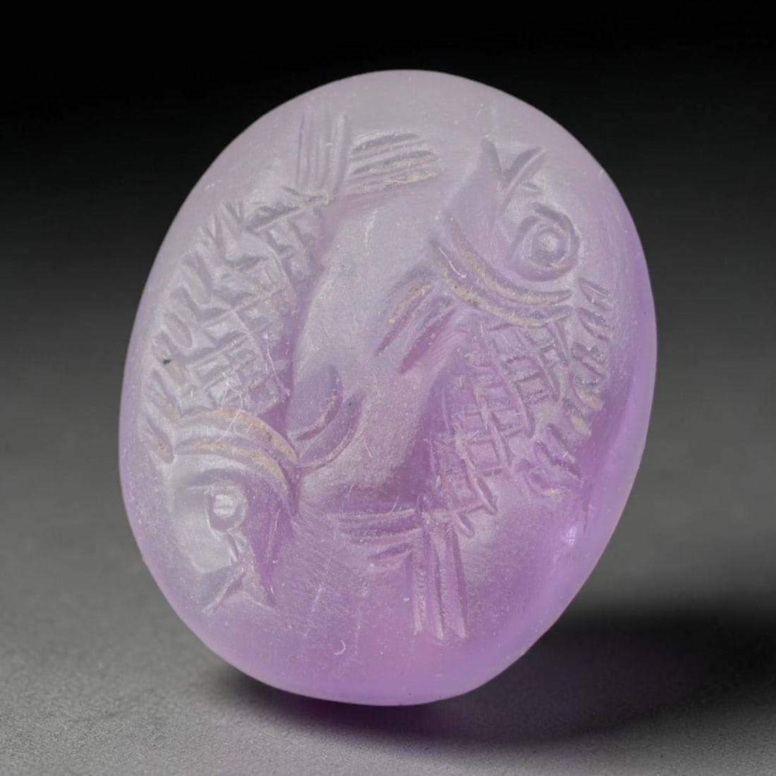 Ancient Sasanian Persian Amethyst Intaglio Seal (224-651 CE), 5EJ: This antique amethyst intaglio seal originates from the Sasanian Persian Empire, created as a personal sealing device and protective talisman representative of late antique Persian elite craft traditi