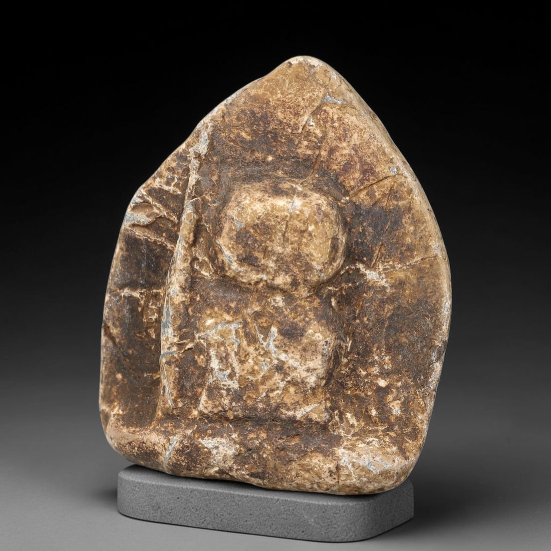 Antique Japanese Edo Period Stone Amulet (1603-1868 CE), 98EJ: This antique stone amulet originates from Japanese Edo Period cultural tradition, created as a devotional wearable object for personal spiritual purpose. The stone shows natural textural variation, ag