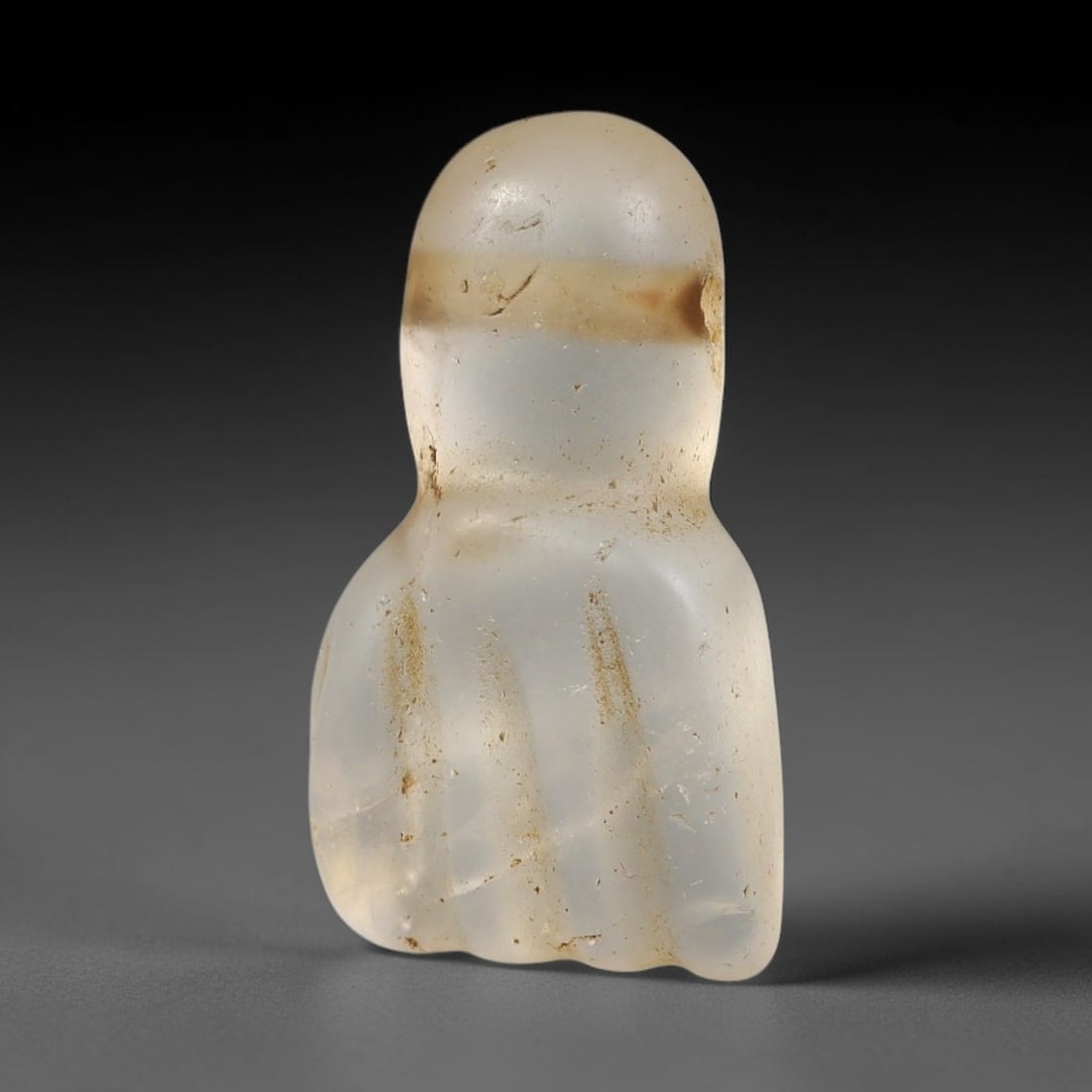Ancient Medieval Coptic Christian Egyptian Culture Rock Crystal Amulet (300-1000 CE), 58EG: This antique rock crystal amulet originates from Coptic Christian Egyptian Culture, a region with a long-standing tradition of crafting translucent hardstone talismans for devotional and funerary use.