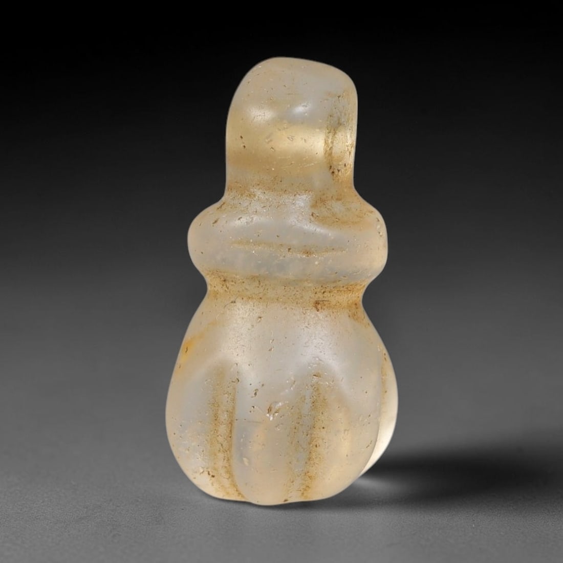 Ancient Medieval Coptic Christian Egyptian Culture Rock Crystal Amulet (300-1000 CE), 62EG: This antique rock crystal amulet originates from Coptic Christian Egyptian Culture, a region with a long-standing tradition of crafting translucent hardstone talismans for devotional and funerary use.