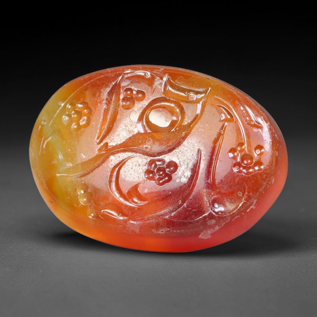 Early Vintage Islamic Natural Agate Script Intaglio Seal Cabochon (Post 1900 CE), 90EL: Fully hand-engraved agate intaglio seal tablet, crafted entirely by hand with no machine-assisted carving. The polished stone face features inscribed devotional script contained within a defined carvi