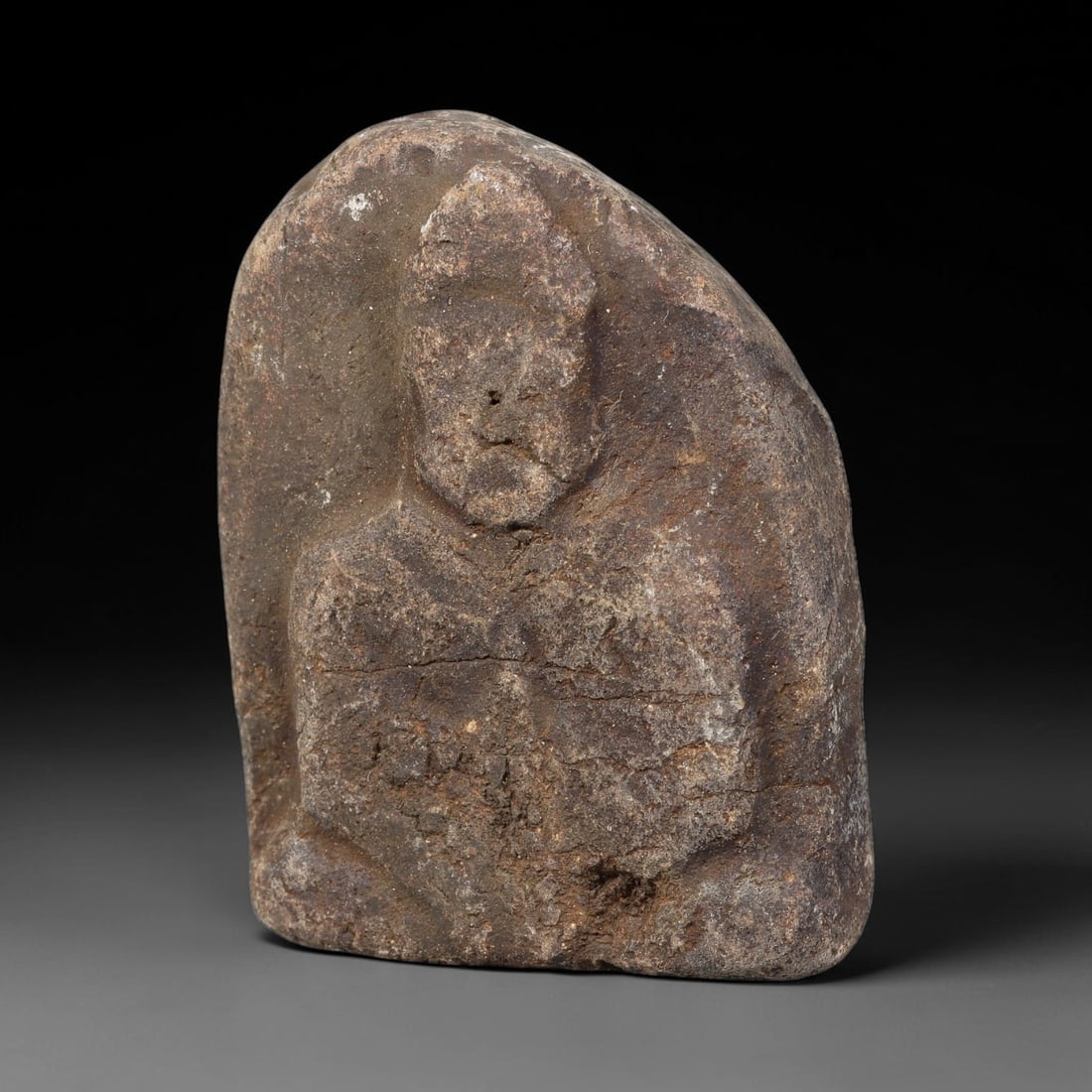Antique Japanese Edo Period Stone Amulet (1603-1868 CE), 52EJ: This antique stone amulet originates from Japanese Edo Period cultural tradition, created as a devotional wearable object for personal spiritual purpose. The stone shows natural textural variation, ag