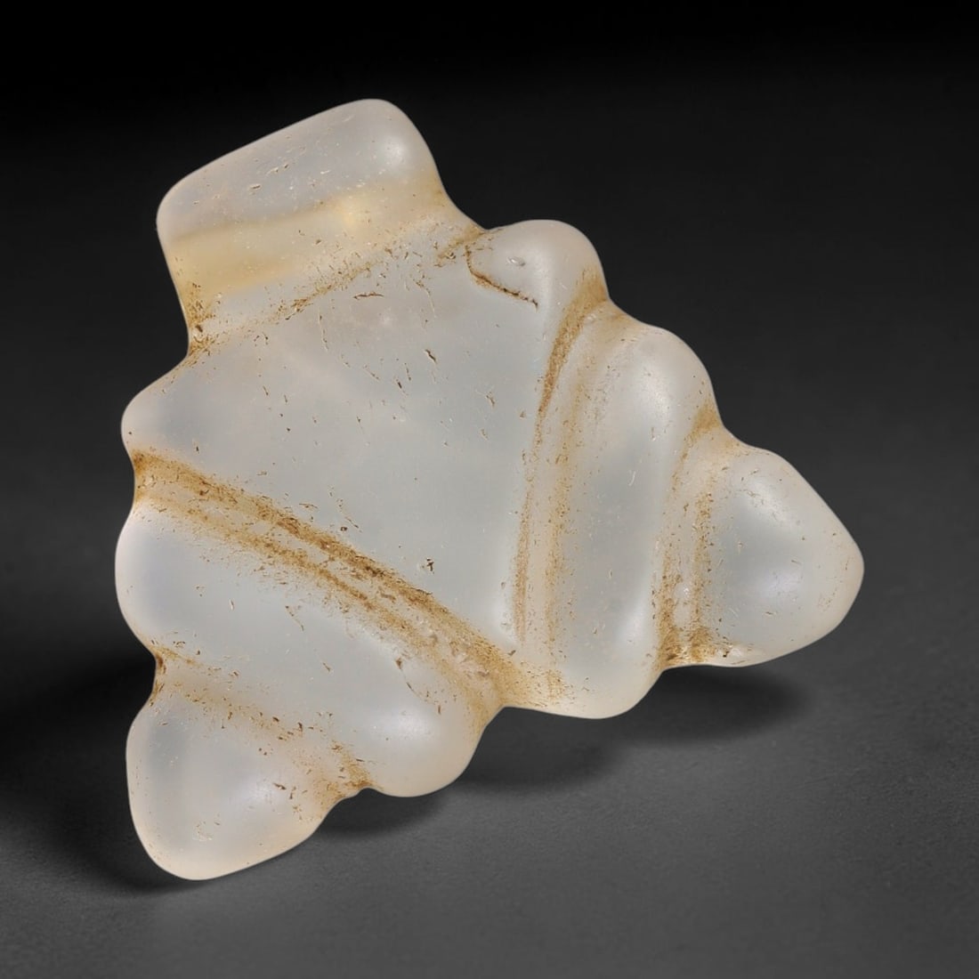 Ancient Medieval Coptic Christian Egyptian Culture Rock Crystal Amulet (300-1000 CE), 22EG: This antique rock crystal amulet originates from Coptic Christian Egyptian Culture, a region with a long-standing tradition of crafting translucent hardstone talismans for devotional and funerary use.