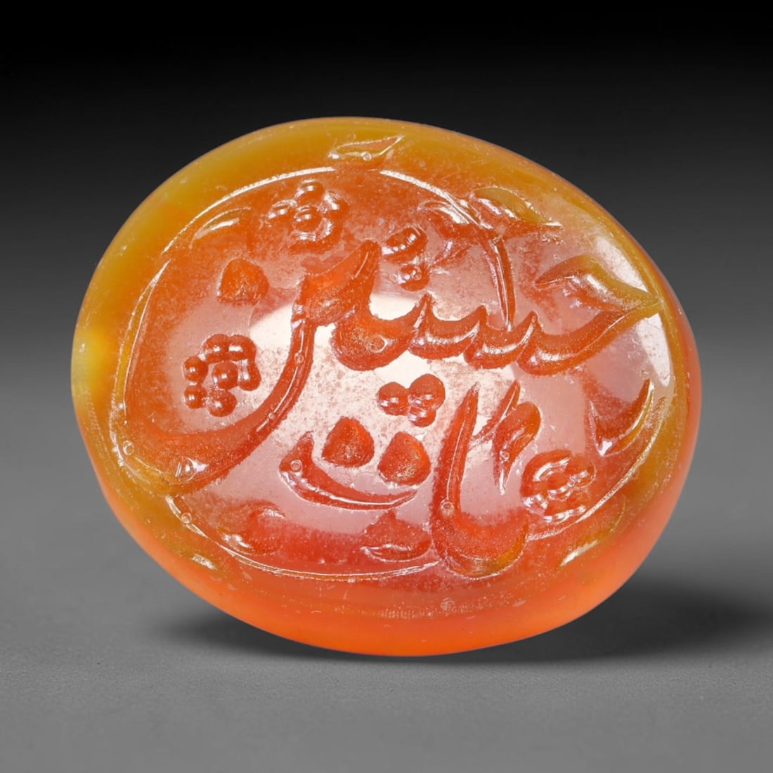 Early Vintage Islamic Natural Agate Script Intaglio Seal Cabochon (Post 1900 CE), 97EL: Fully hand-engraved agate intaglio seal tablet, crafted entirely by hand with no machine-assisted carving. The polished stone face features inscribed devotional script contained within a defined carvi