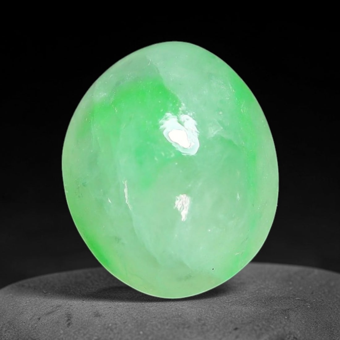 3.06ct Natural Burmese Type A Apple Green Jadeite Jade Cabochon Loose Gemstone, 66BT: This single loose natural Burmese Type A jadeite jade cabochon with exact dimensions of 9.8x8.2x4.6mm. It is completely untreated, free of artificial dye, bleaching, or resin filling, preserving the o