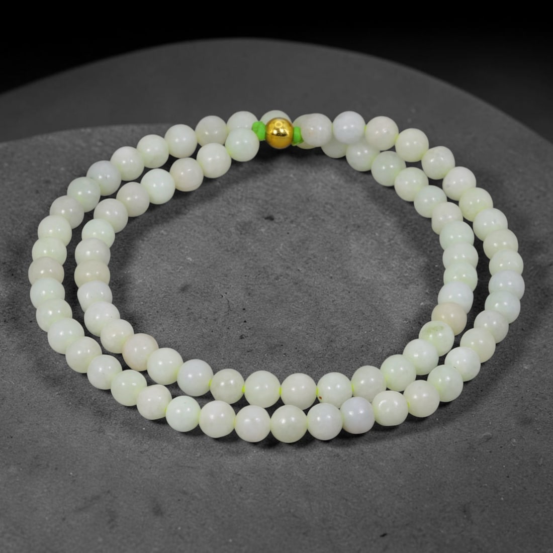 Natural Burmese Type A Jadeite Jade Round Bead Necklace with Gold Gilt Accent Bead, 16BL (1 of 1)