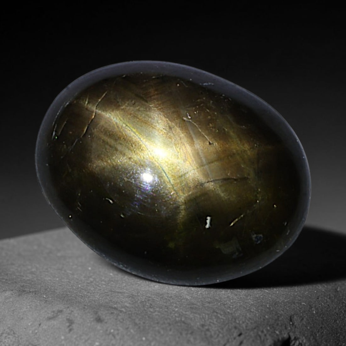2.96ct Natural Siamese 6-Ray Black Star Sapphire Loose Gemstone, 31BD: This polished star sapphire originates from classic Siamese mining deposits, featuring a deep dark crystalline base with fine native mineral traces trapped within its structure, sized at calibrated 9.
