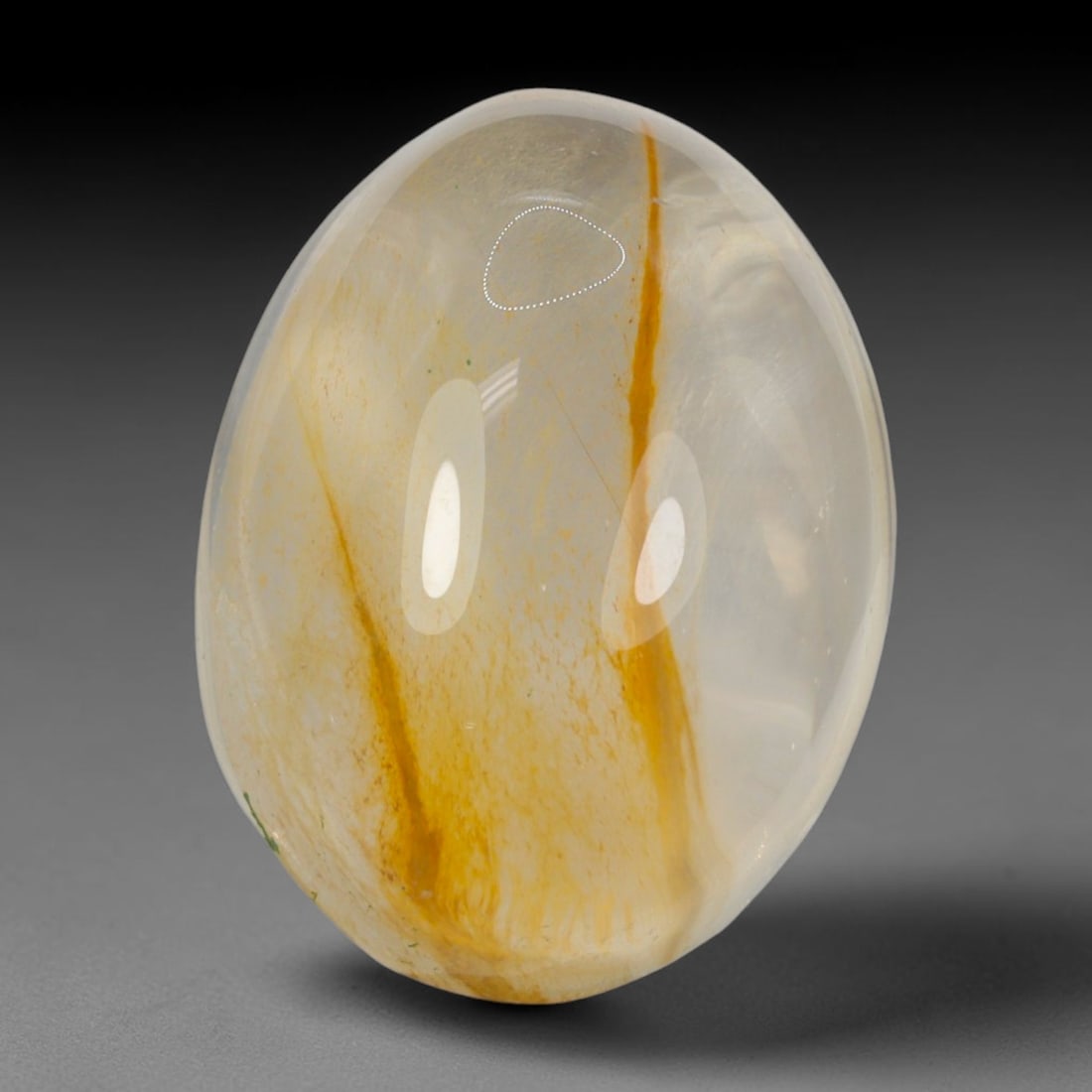 27ct Natural Brazilian Phantom Quartz Oval Cabochon Loose Gemstone, 99BM: This smoothly polished cabochon of natural phantom quartz preserves delicate layered phantom crystal formations enclosed inside transparent quartz host. The domed polished surface offers unobstructed 