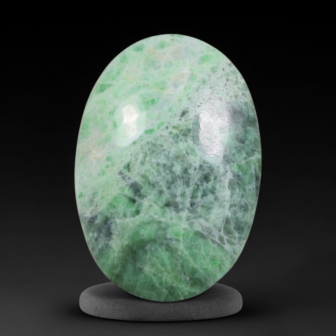 16.04ct Natural Burmese Type A Jadeite Jade Cabochon, 50AL: This single loose natural Burmese Type A jadeite jade cabochon, fully untreated with no dyeing, bleaching or resin impregnation, this genuine Type A jade retains its all-natural crystalline structure 