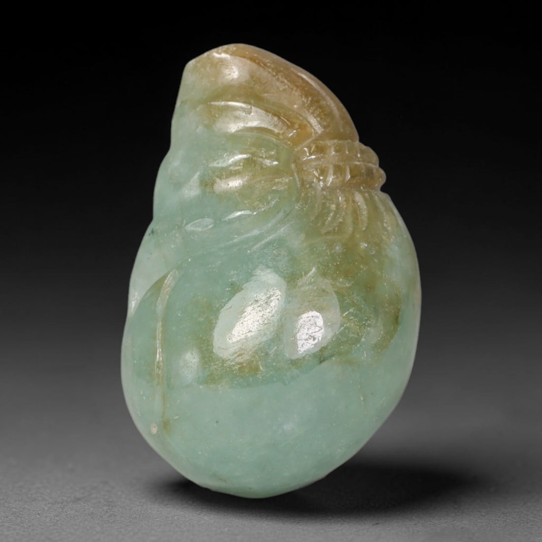 Natural Burmese Type A Jadeite Jade Hand Carved Pendant, 28BQ: Artisan hand-carved untreated Burmese Type A jadeite jade pendant measuring 26x17 mm. Carefully sculpted with detailed relief craftsmanship and finished with a smooth glossy polish. Authentic Type A j