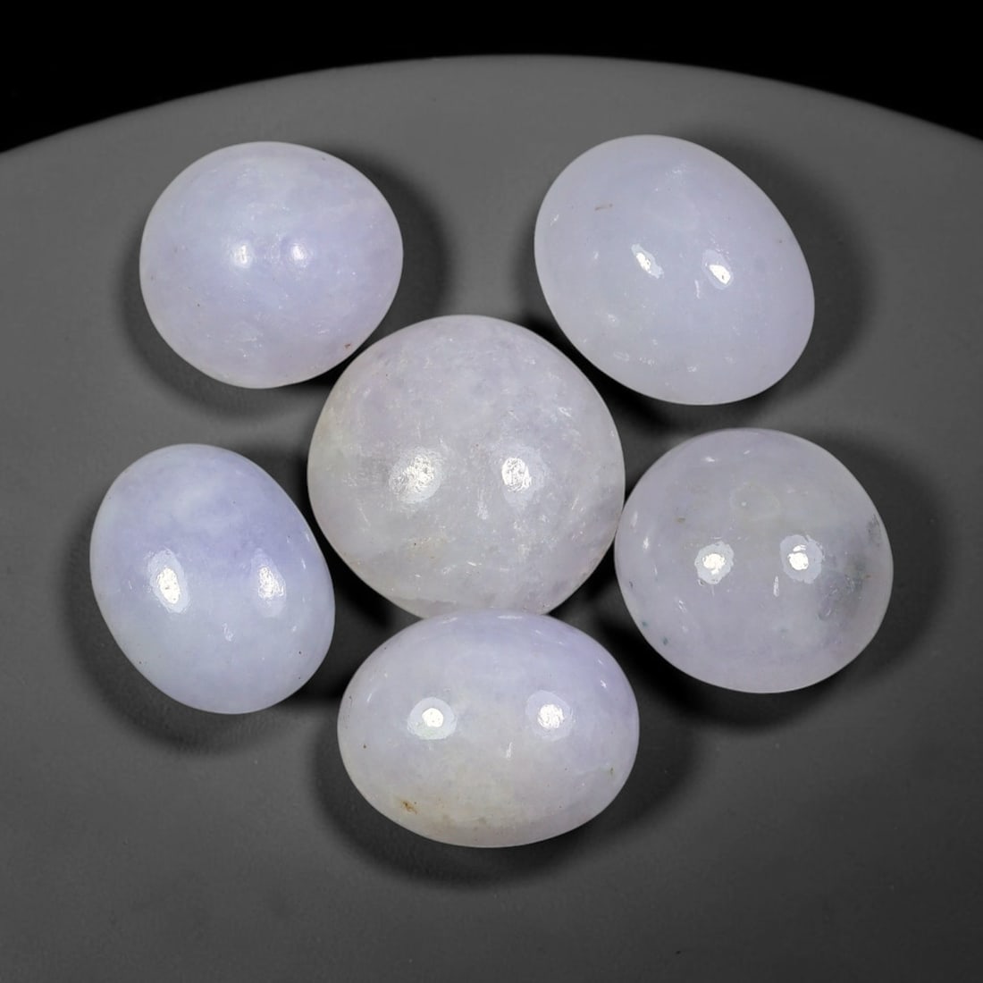 35.90ct Natural Burmese Type A Lavender Jadeite Jade Cabochon Loose Gemstone, 57FJ: This natural Burmese Type A jadeite jade cabochon lot displays soft lavender tone with well polished surfaces. Dimensions measure 12x9x6mm, sourced from Myanmar, these polished cabochons present great
