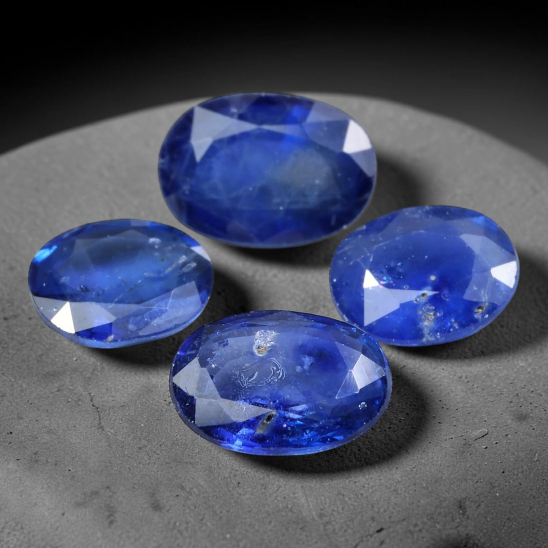 3.61ct Natural African Royal Blue Sapphire Parcel Loose Gemstones, 41BE: This matched parcel of polished sapphires carries rich saturated royal blue body tone, with natural mineral inclusions distributed throughout each crystal interior, featuring calibrated dimensions up 