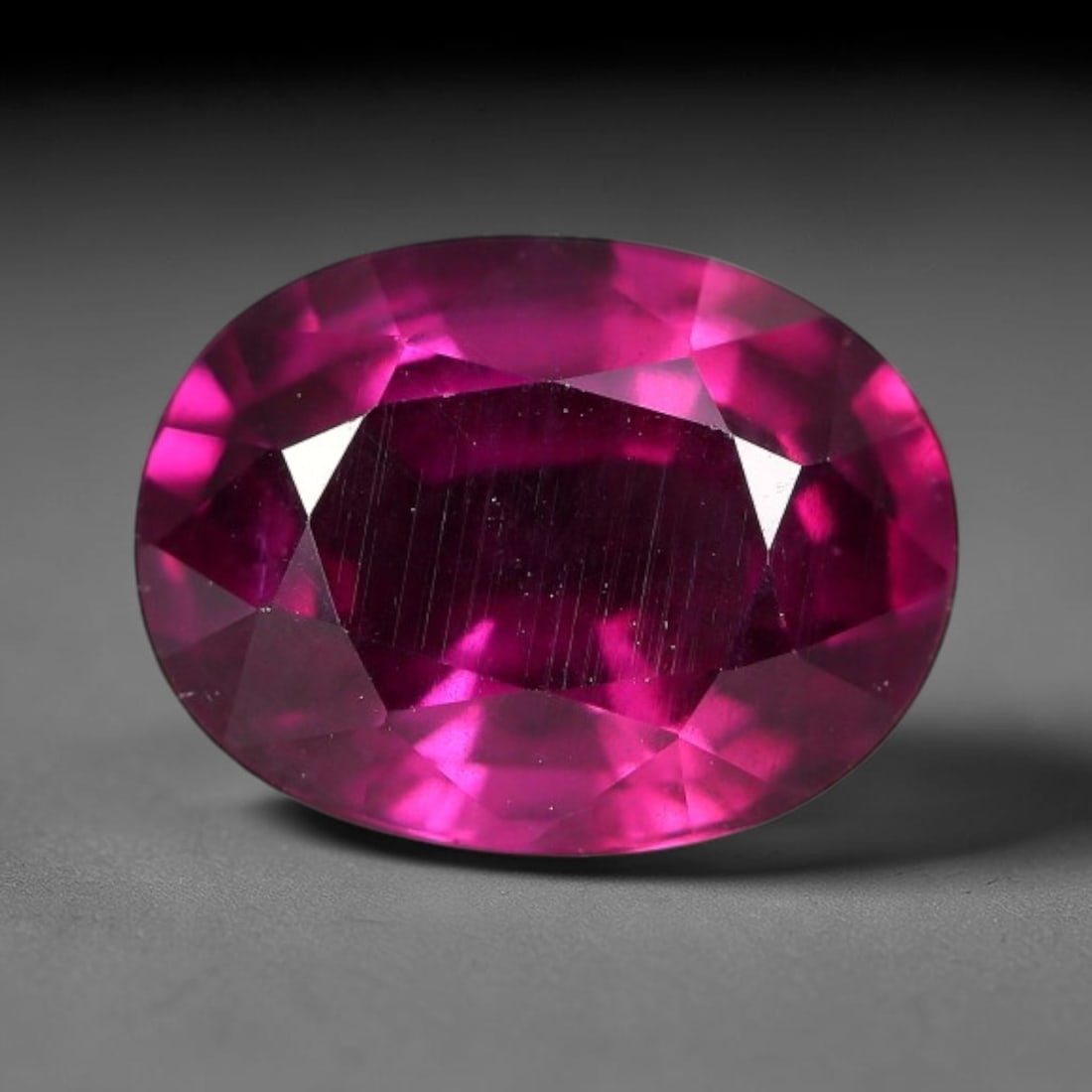 3.83 Carats Natural Mozambique Deep Fuchsia Rhodolite Garnet Loose Gemstone, 36FE: This natural Mozambique rhodolite garnet features dimensions of 10.5x8x5.3mm, holding a vivid deep fuchsia-pink color that glows brightly when light passes through its transparent body, with fine subt