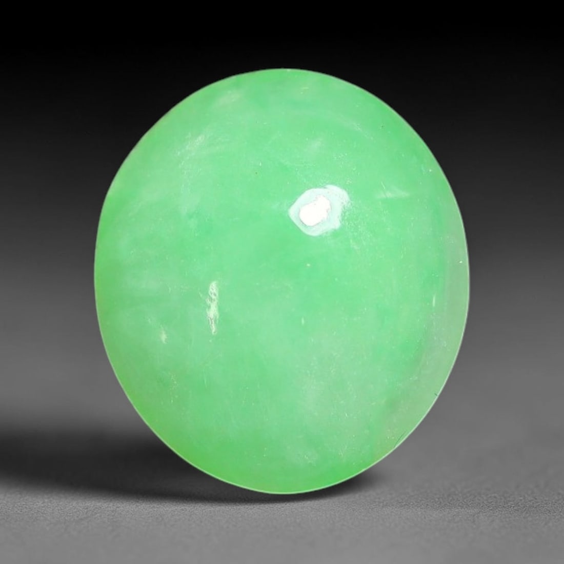 2.35ct Natural Burmese Type A Apple Green Jadeite Jade Cabochon Loose Gemstone, 67BT: This single loose natural Burmese Type A jadeite jade cabochon with exact dimensions of 5.6x4.6x3.8mm. It is completely untreated, free of artificial dye, bleaching, or resin filling, preserving the o