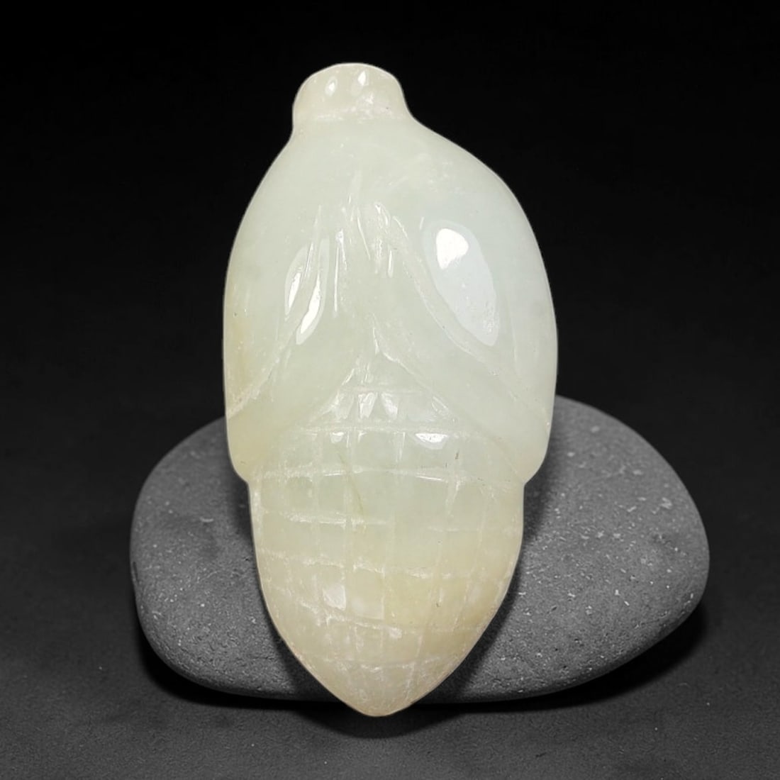 Natural Burmese Type A Jadeite Jade Hand Carved Pendant, 85BS: Artisan hand-carved untreated Burmese Type A jadeite jade pendant measuring 22x11 mm. Carefully sculpted with detailed relief craftsmanship and finished with a smooth glossy polish. Authentic Type A j