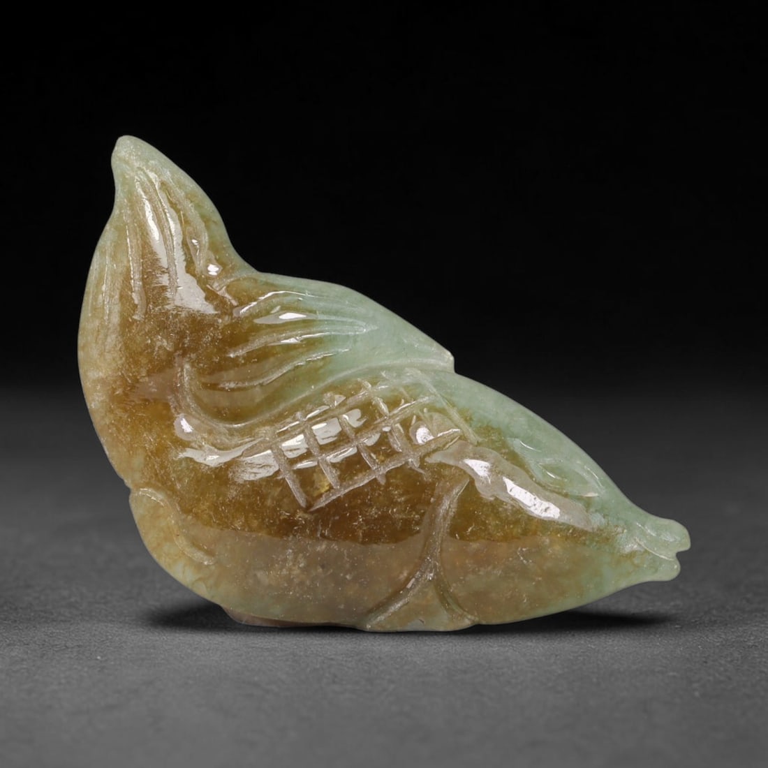 Natural Burmese Type A Jadeite Jade Hand Carved Pendant, 10BQ: Artisan hand-carved untreated Burmese Type A jadeite jade pendant measuring 36x18 mm. Carefully sculpted with detailed relief craftsmanship and finished with a smooth glossy polish. Authentic Type A j