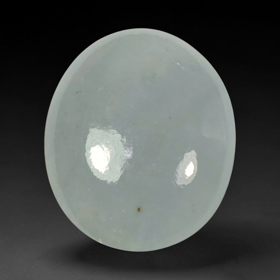 4.04ct Natural Burmese Type A Bluish White Jadeite Jade Cabochon, 1BP: This single loose natural Burmese Type A jadeite jade cabochon with exact dimensions of 12.6x10.2x3.9mm. It is completely untreated, free of artificial dye, bleaching, or resin filling, preserving the