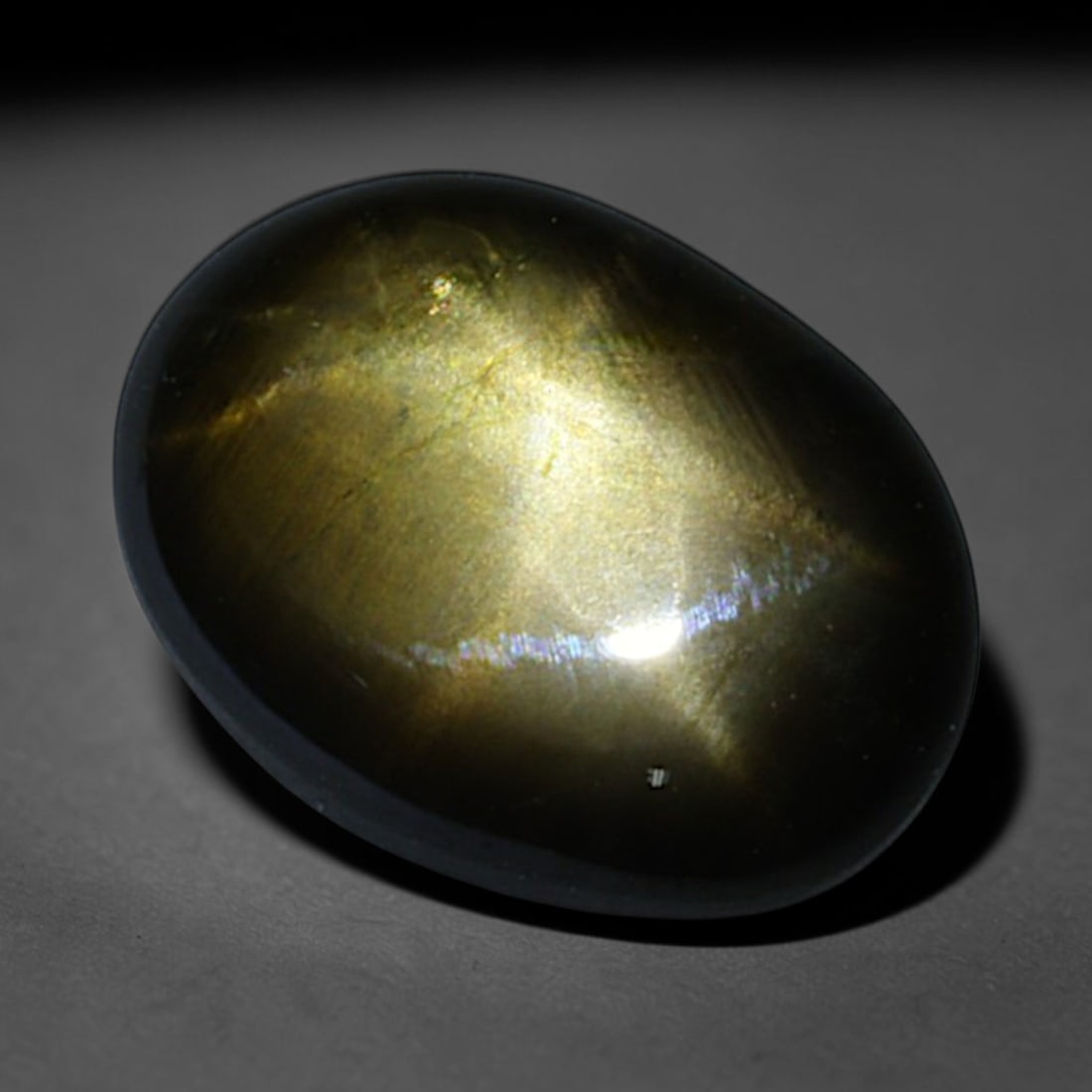 2.85ct Natural Siamese 6-Ray Black Star Sapphire Loose Gemstone, 42BD: This polished star sapphire originates from classic Siamese mining deposits, featuring a deep dark crystalline base with fine native mineral traces trapped within its structure, sized at calibrated 9.