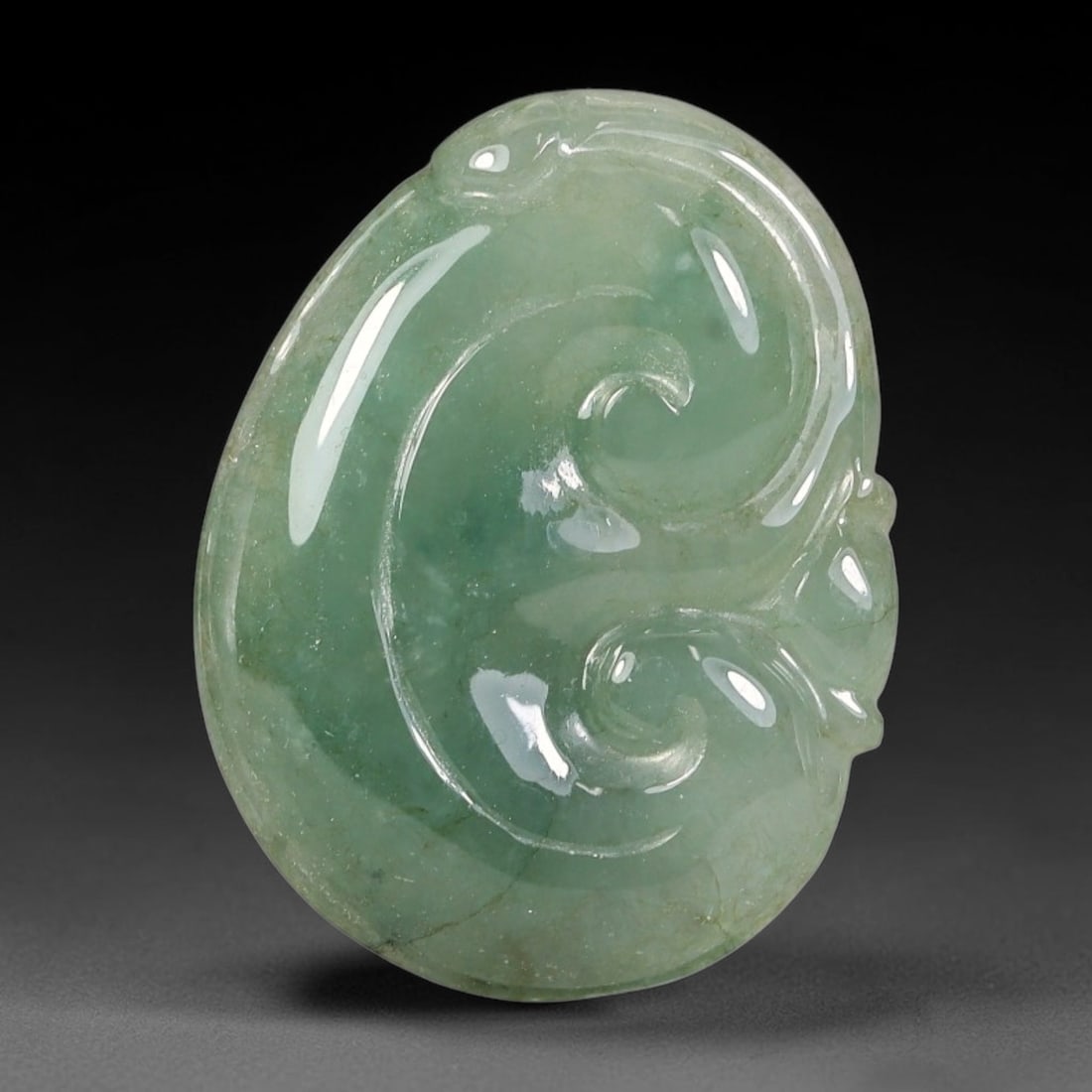Natural Burmese Type A Jadeite Jade Hand Carved Pendant, 62BS: Artisan hand-carved untreated Burmese Type A jadeite jade pendant measuring 23x18 mm. Carefully sculpted with detailed relief craftsmanship and finished with a smooth glossy polish. Authentic Type A j