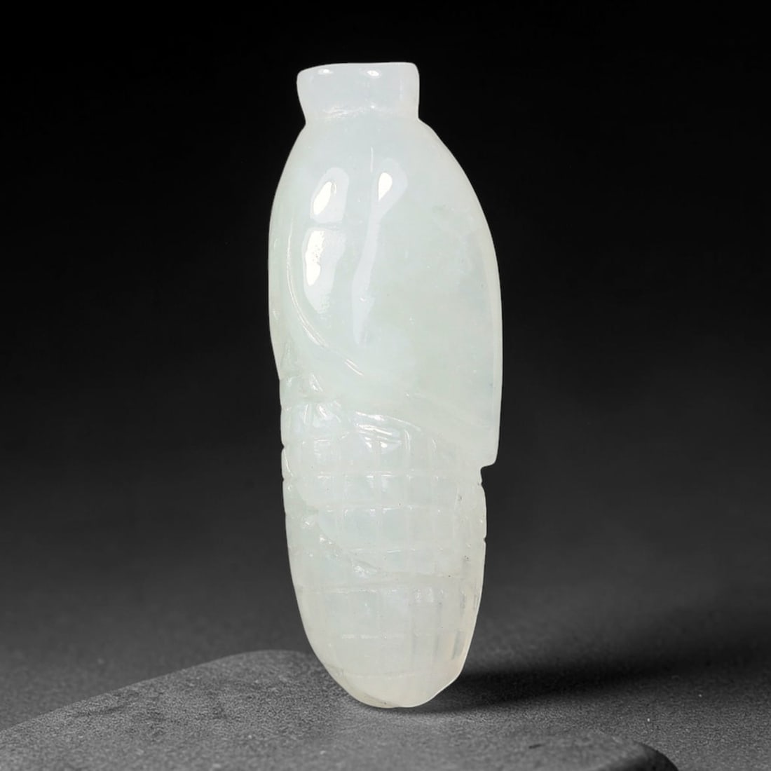 Natural Burmese Type A Jadeite Jade Hand Carved Pendant, 59BS: Artisan hand-carved untreated Burmese Type A jadeite jade pendant measuring 27x10 mm. Carefully sculpted with detailed relief craftsmanship and finished with a smooth glossy polish. Authentic Type A j
