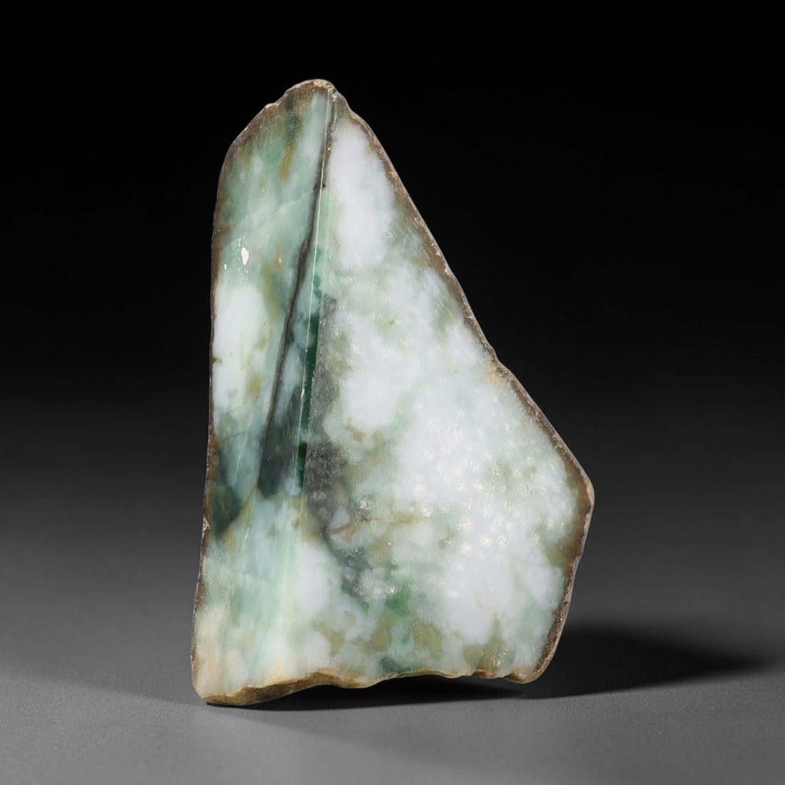 370g Natural Burmese Type A Jadeite Jade Polished Rough Block, 19EZ: This natural Burmese Type A jadeite jade rough block with partial polished surfaces revealing internal mineral characteristics. Dimensions measure 10x6cm, sourced from Myanmar, this specimen is ideal 