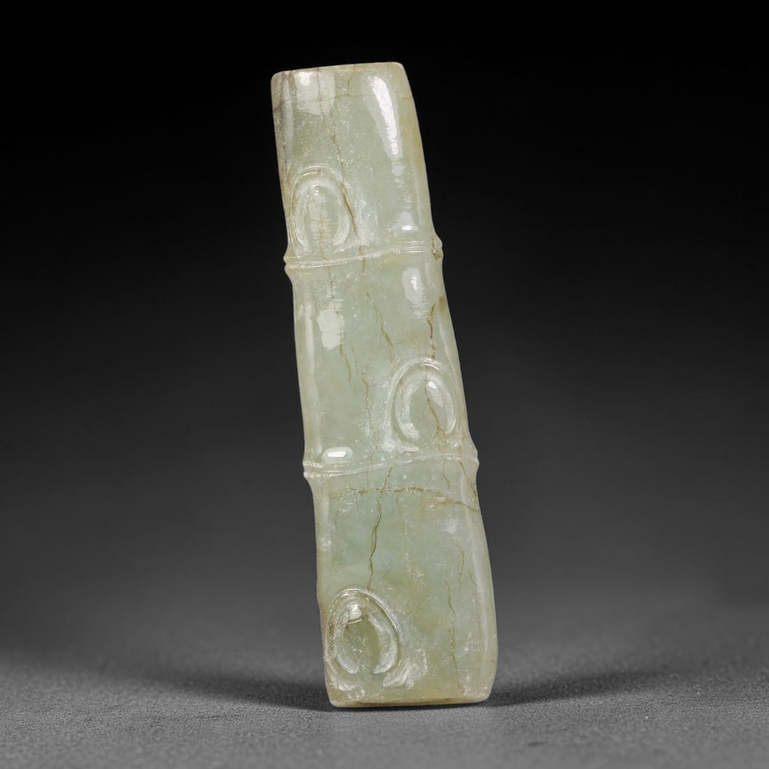 Natural Burmese Type A Jadeite Jade Hand Carved Pendant, 60BP: Artisan hand-carved untreated Burmese Type A jadeite jade pendant measuring 43x12 mm. Carefully sculpted with detailed relief craftsmanship and finished with a smooth glossy polish. Authentic Type A j