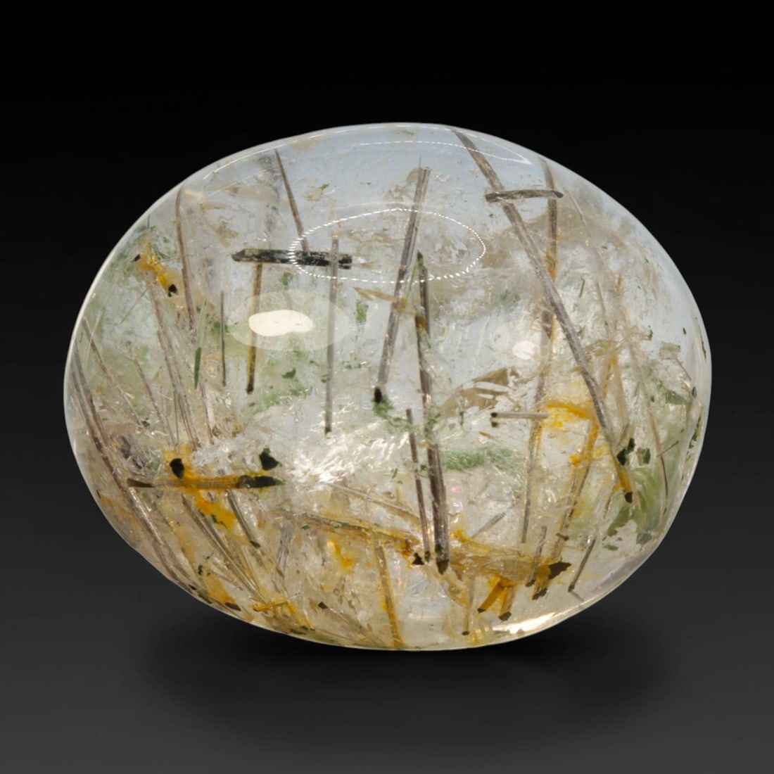 25ct Natural Brazilian Black Rutile Quartz Cabochon Loose Gemstone, 71BM (1 of 1)