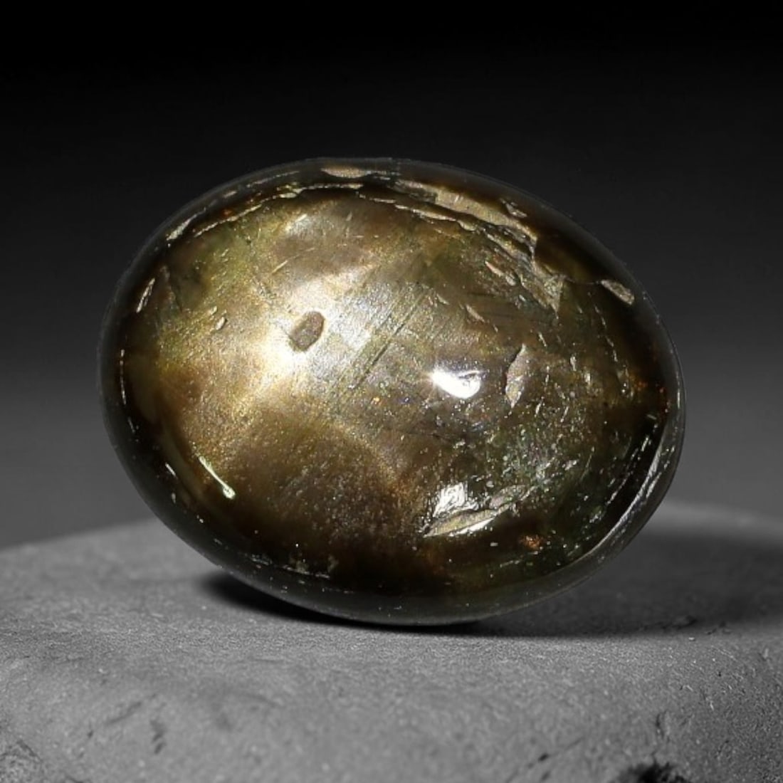 1.97ct Natural Siamese 6-Ray Black Star Sapphire Loose Gemstone, 58BX: This polished star sapphire originates from classic Siamese mining deposits, featuring a deep dark crystalline base with fine native mineral traces trapped within its structure, sized at calibrated 9x