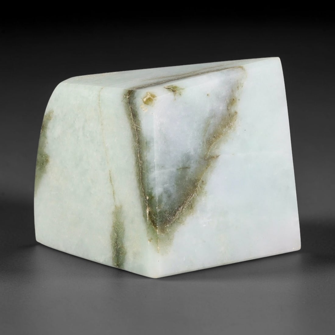 348g Natural Burmese Type A Jadeite Jade Polished Rough Block, 23EZ: This natural Burmese Type A jadeite jade rough block with partial polished surfaces revealing internal mineral characteristics. Dimensions measure 8x6cm, sourced from Myanmar, this specimen is ideal f