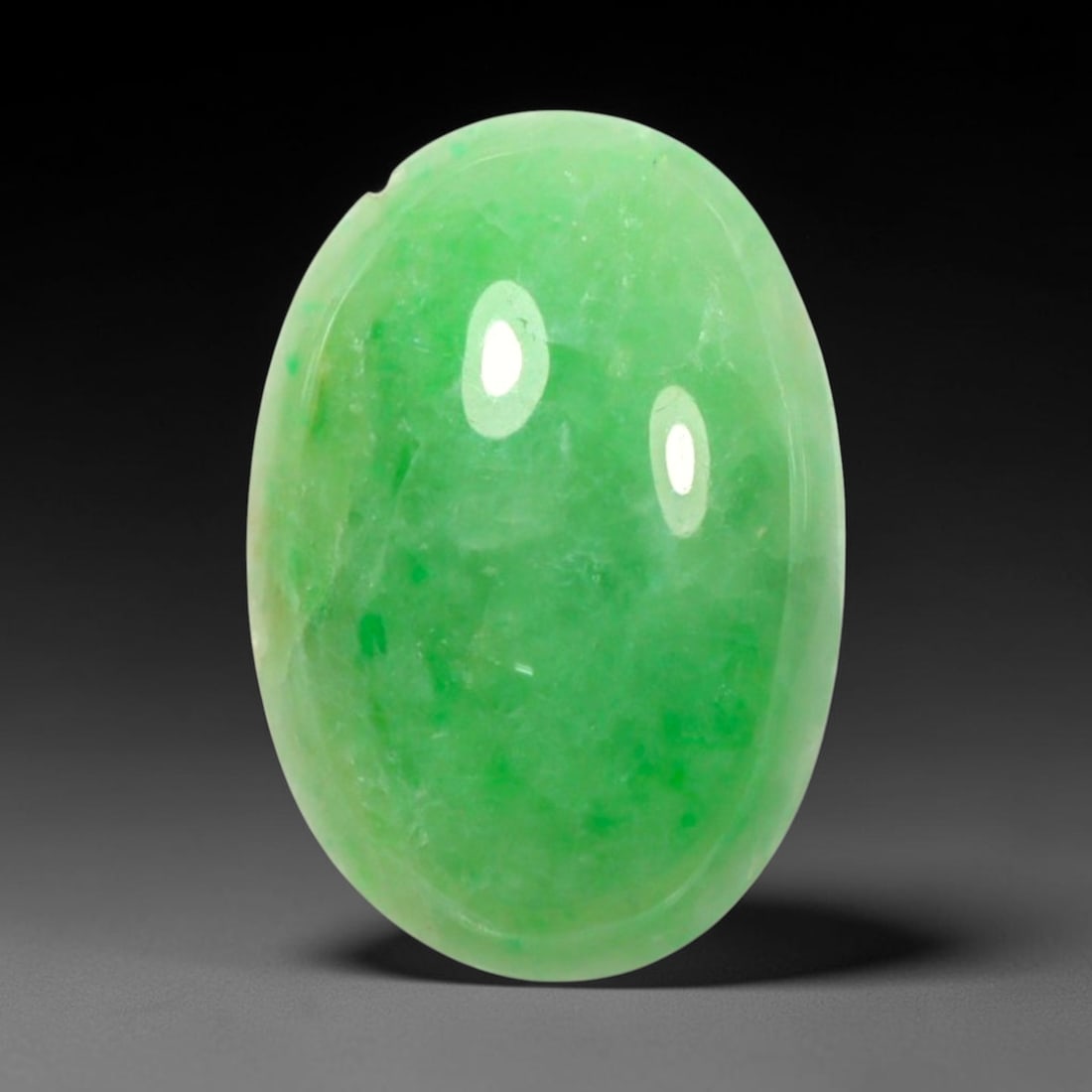 2.49ct Natural Burmese Type A Apple Green Jadeite Jade Cabochon, 86BP: This single loose natural Burmese Type A jadeite jade cabochon with exact dimensions of 11.8x8.1x3mm. It is completely untreated, free of artificial dye, bleaching, or resin filling, preserving the or