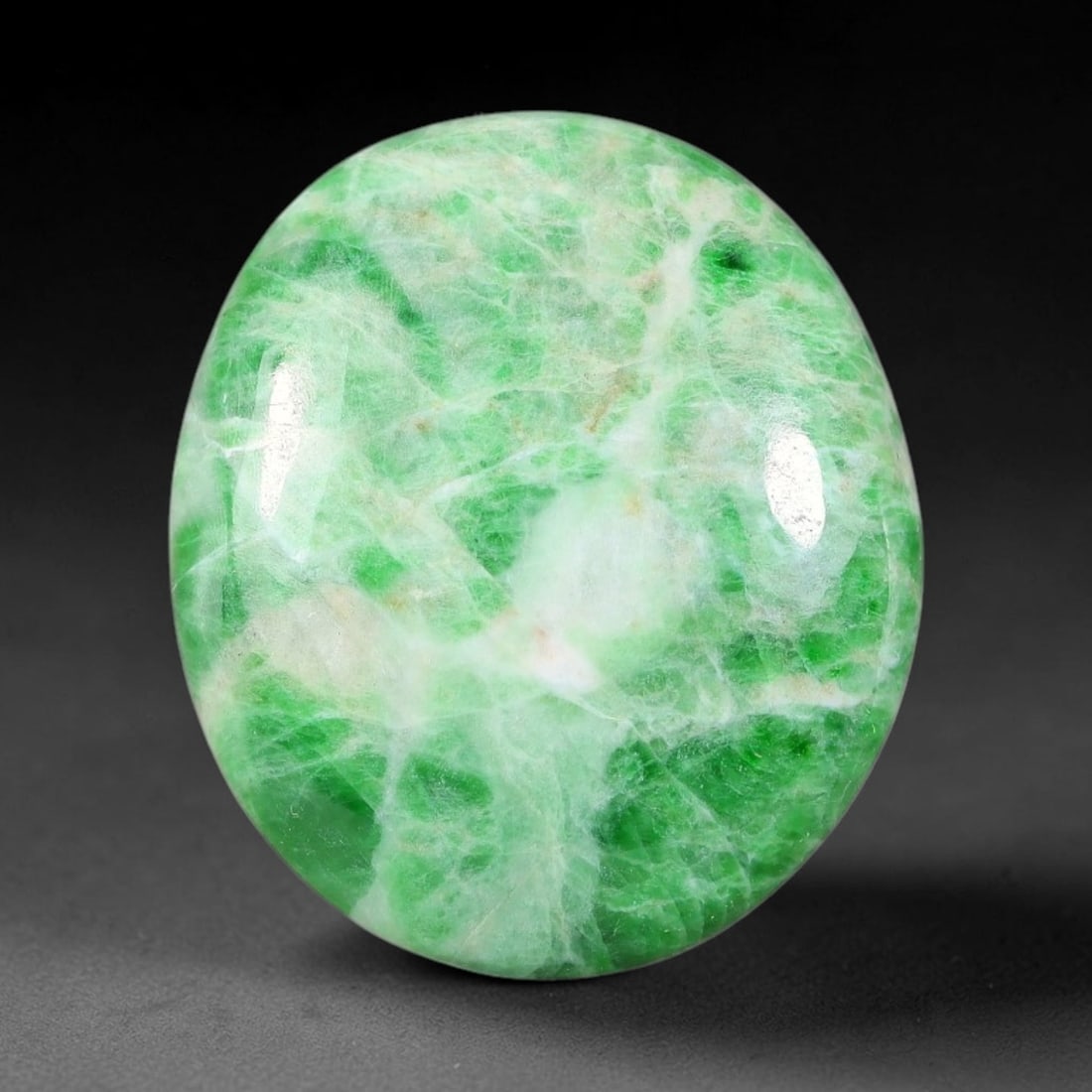 15.28ct Natural Burmese Type A Jadeite Jade Cabochon, 58FP: This single loose natural Burmese Type A jadeite jade cabochon, fully untreated with no dyeing, bleaching or resin impregnation, this genuine Type A jade retains its all-natural crystalline structure 