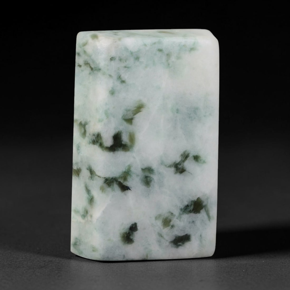 305ct Natural Type A Burmese Jadeite Jade Sliced Rough, 54FD: This specimen is a sliced rough block of natural Type A Burmese jadeite jade. The interior displays natural colour zoning with visible mineral veining and crystalline patterns typical of unprocessed j