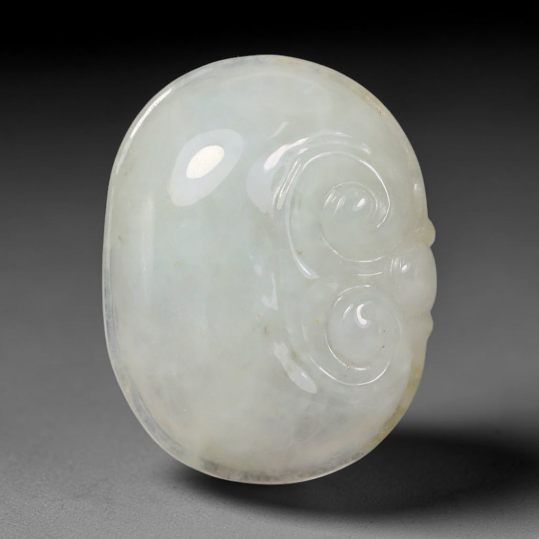 Natural Burmese Type A Jadeite Jade Hand Carved Pendant, 3BQ: Artisan hand-carved untreated Burmese Type A jadeite jade pendant measuring 23x18 mm. Carefully sculpted with detailed relief craftsmanship and finished with a smooth glossy polish. Authentic Type A j