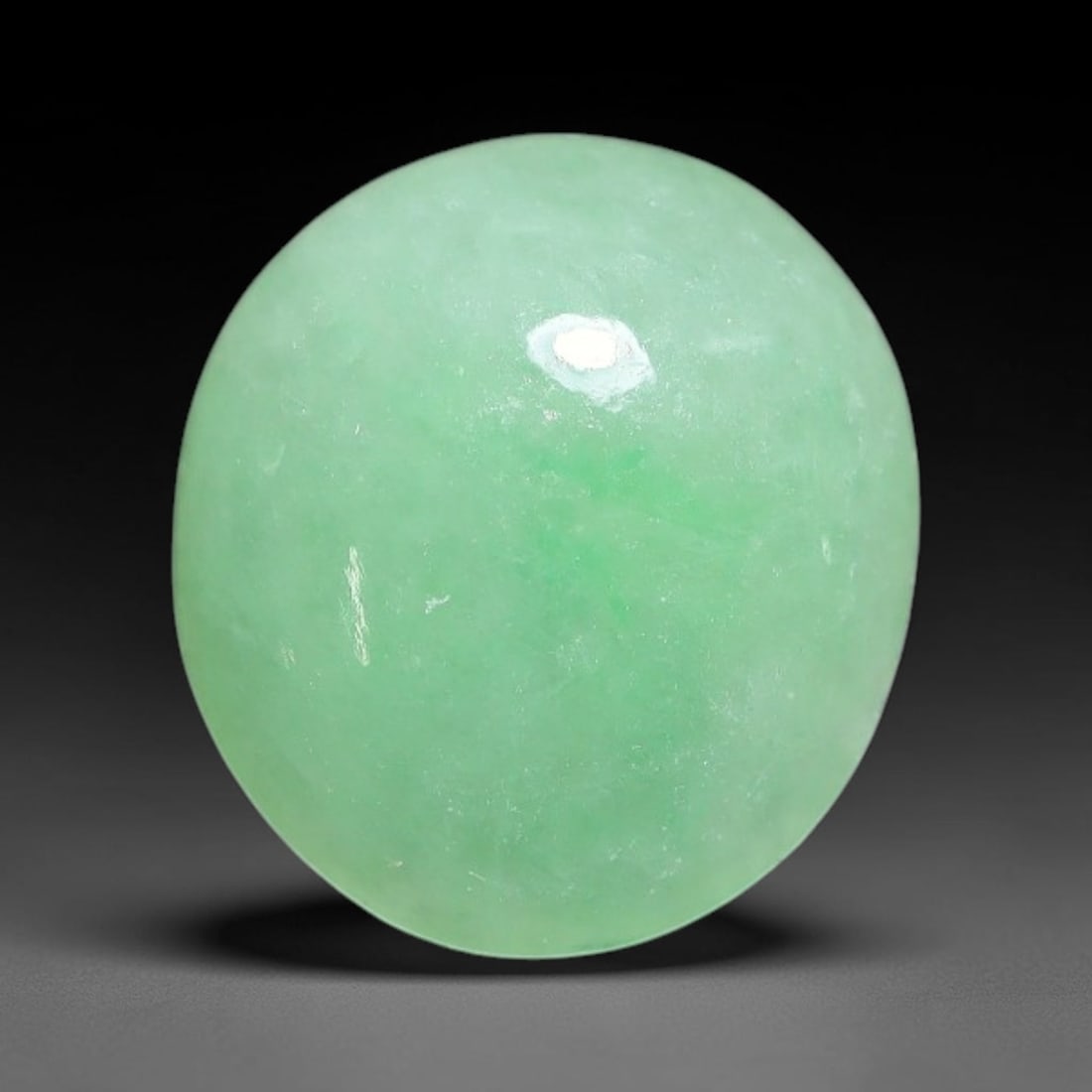 2.69ct Natural Burmese Type A Apple Green Jadeite Jade Cabochon Loose Gemstone, 68BQ: This single loose natural Burmese Type A apple green jadeite jade cabochon, completely untreated, free of artificial dye, bleaching, or resin filling, preserving the original natural mineral crystal s