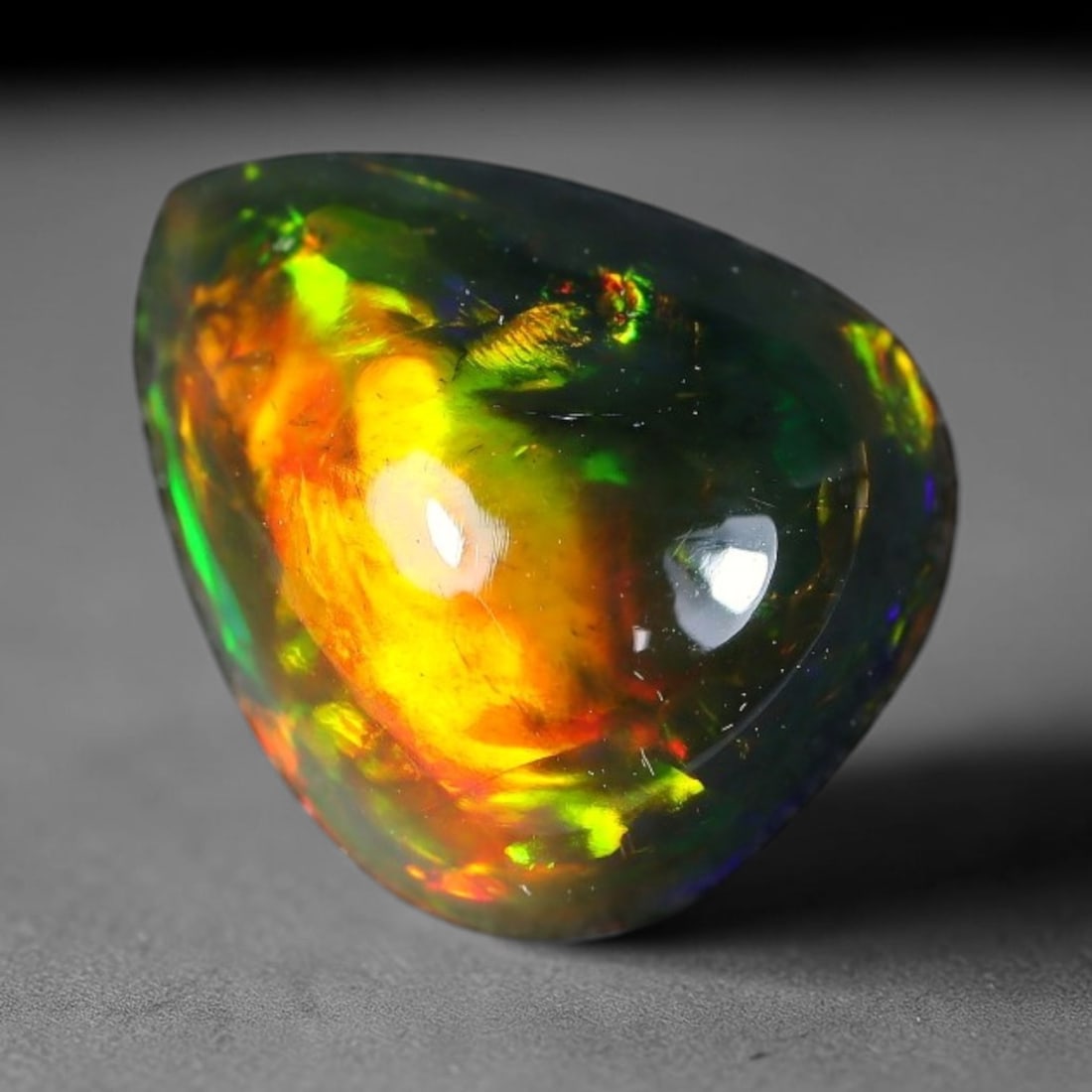 2.40ct Natural Ethiopian Welo Black Smoked Opal Cabochon Loose Gemstone, 13FX (1 of 1)