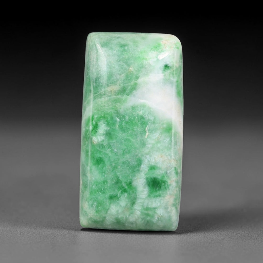 35ct Natural Burmese Type A Jadeite Jade Cabochon, 59FJ: This single loose natural Burmese Type A jadeite jade cabochon, fully untreated with no dyeing, bleaching or resin impregnation, this genuine Type A jade retains its all-natural crystalline structure 