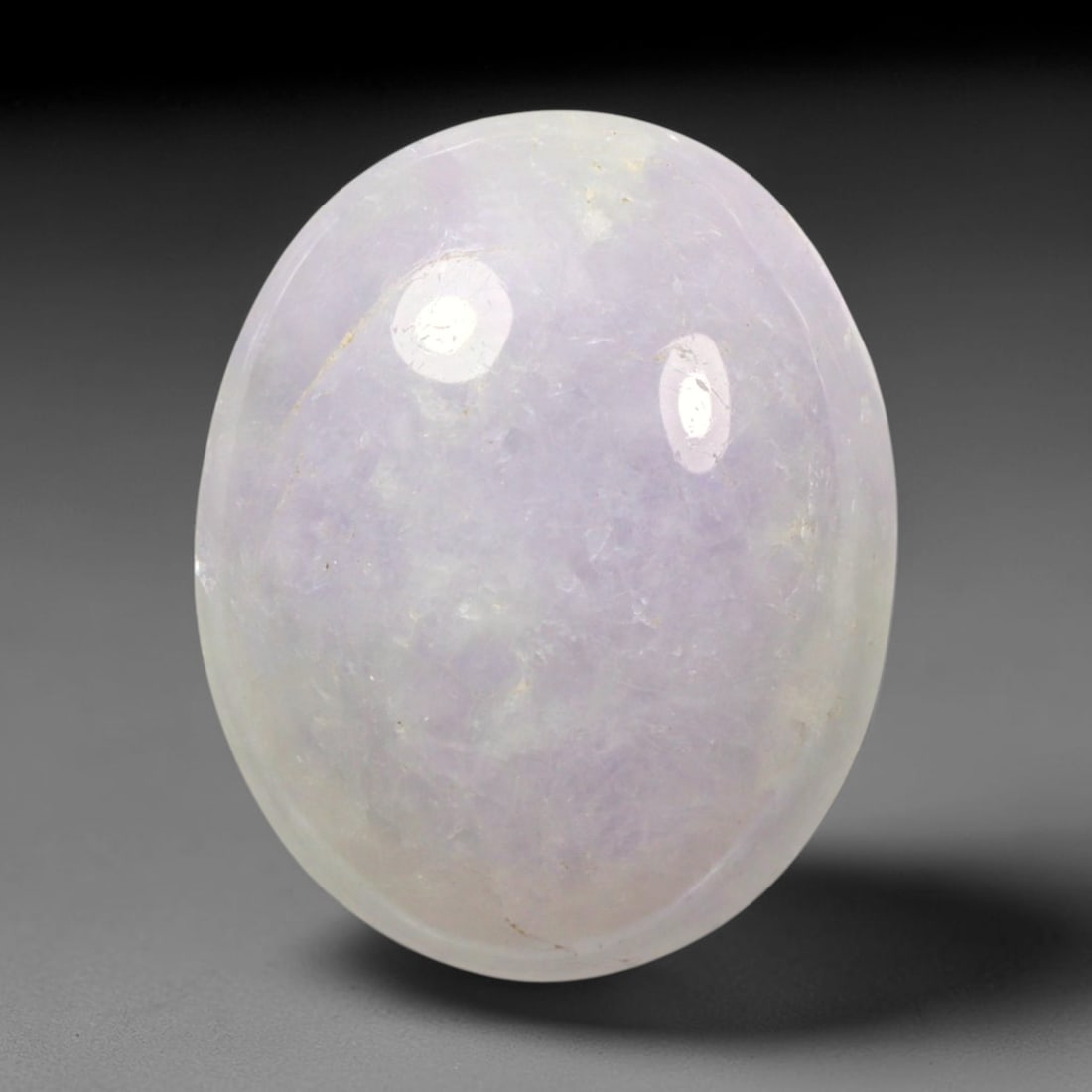 8.31ct Natural Burmese Type A Lavender Jadeite Jade Cabochon, 90BP: This single loose natural Burmese Type A jadeite jade cabochon with exact dimensions of 16.1x13x4.8mm. It is completely untreated, free of artificial dye, bleaching, or resin filling, preserving the o
