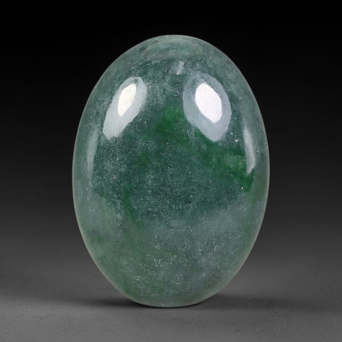 43.71ct Natural Burmese Type A Jadeite Jade Cabochon, 62ER: This single loose natural Burmese Type A jadeite jade cabochon, fully untreated with no dyeing, bleaching or resin impregnation, this genuine Type A jade retains its all-natural crystalline structure 
